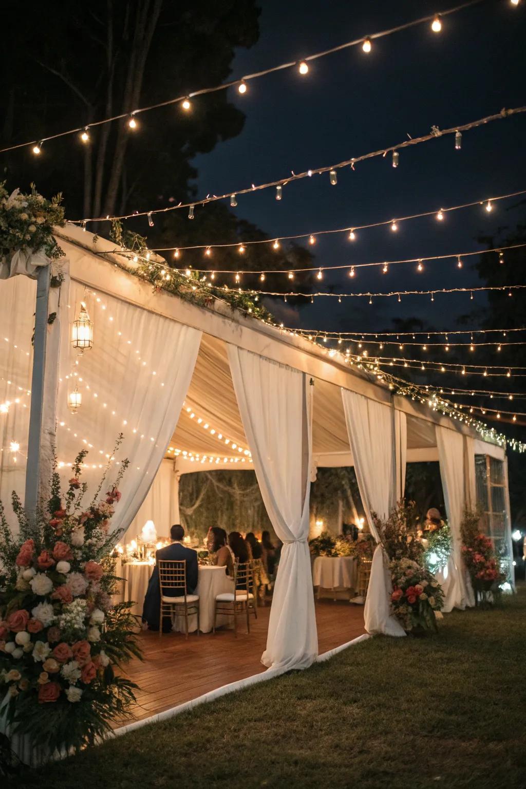 Filament lights bestow a bewitching sentiment to the nocturnal ambiance.