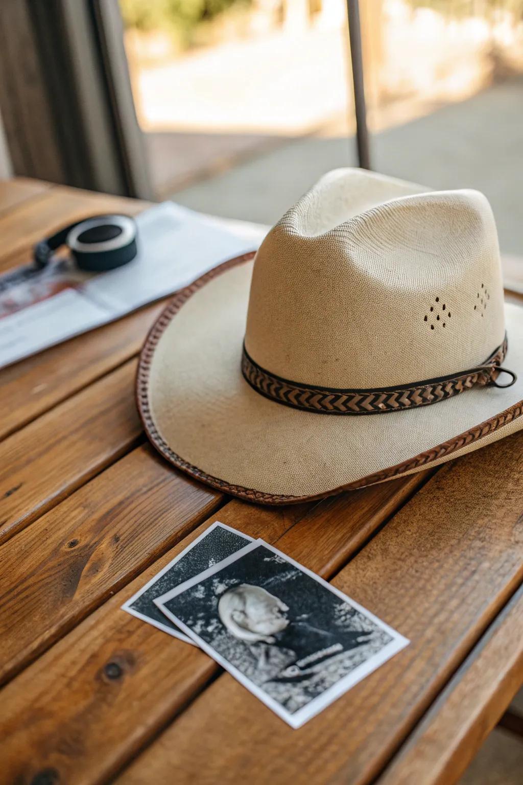 A ranger hat brings a timeless style to your announcement.