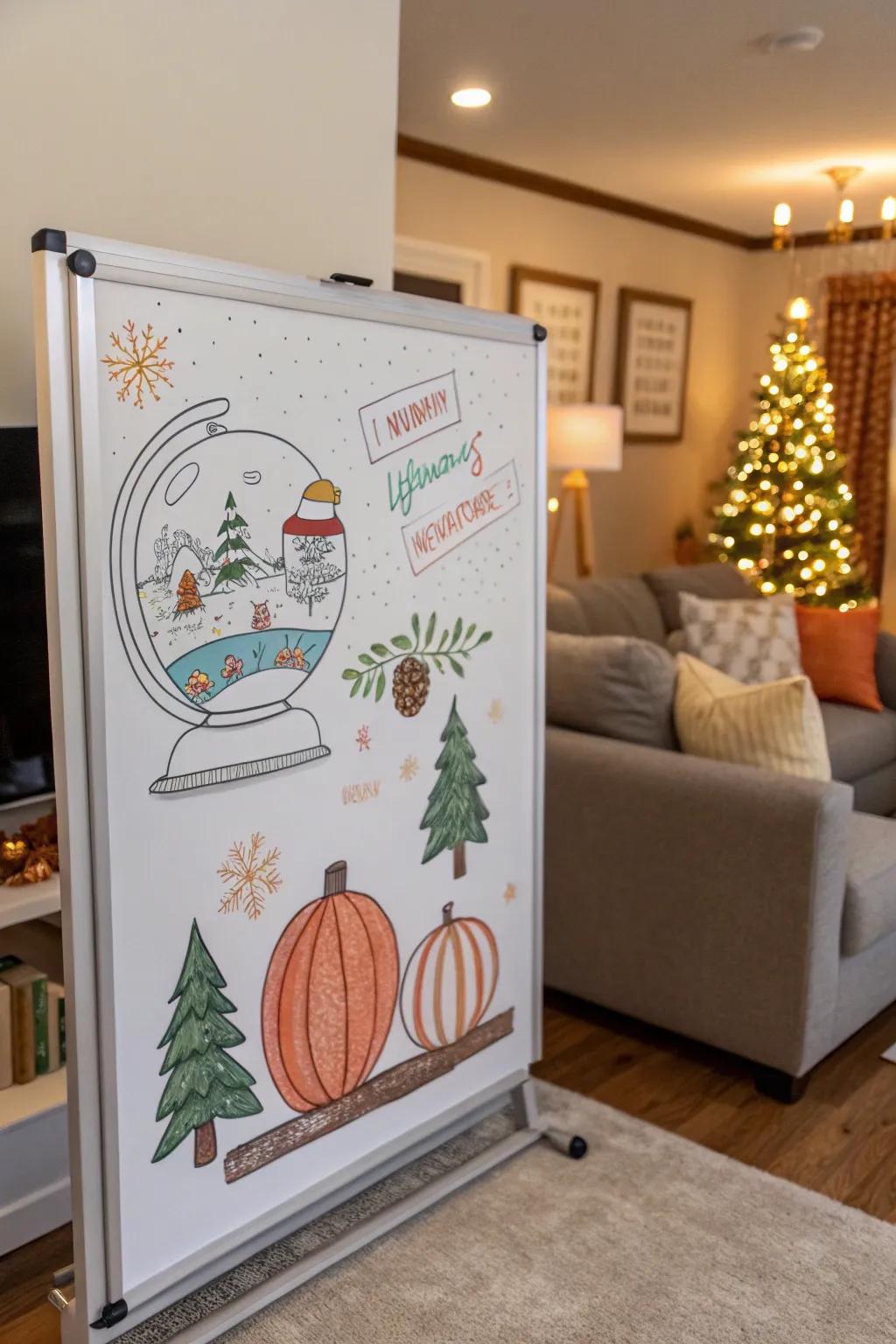 Seasonal whiteboard artwork to commemorate and inspire.