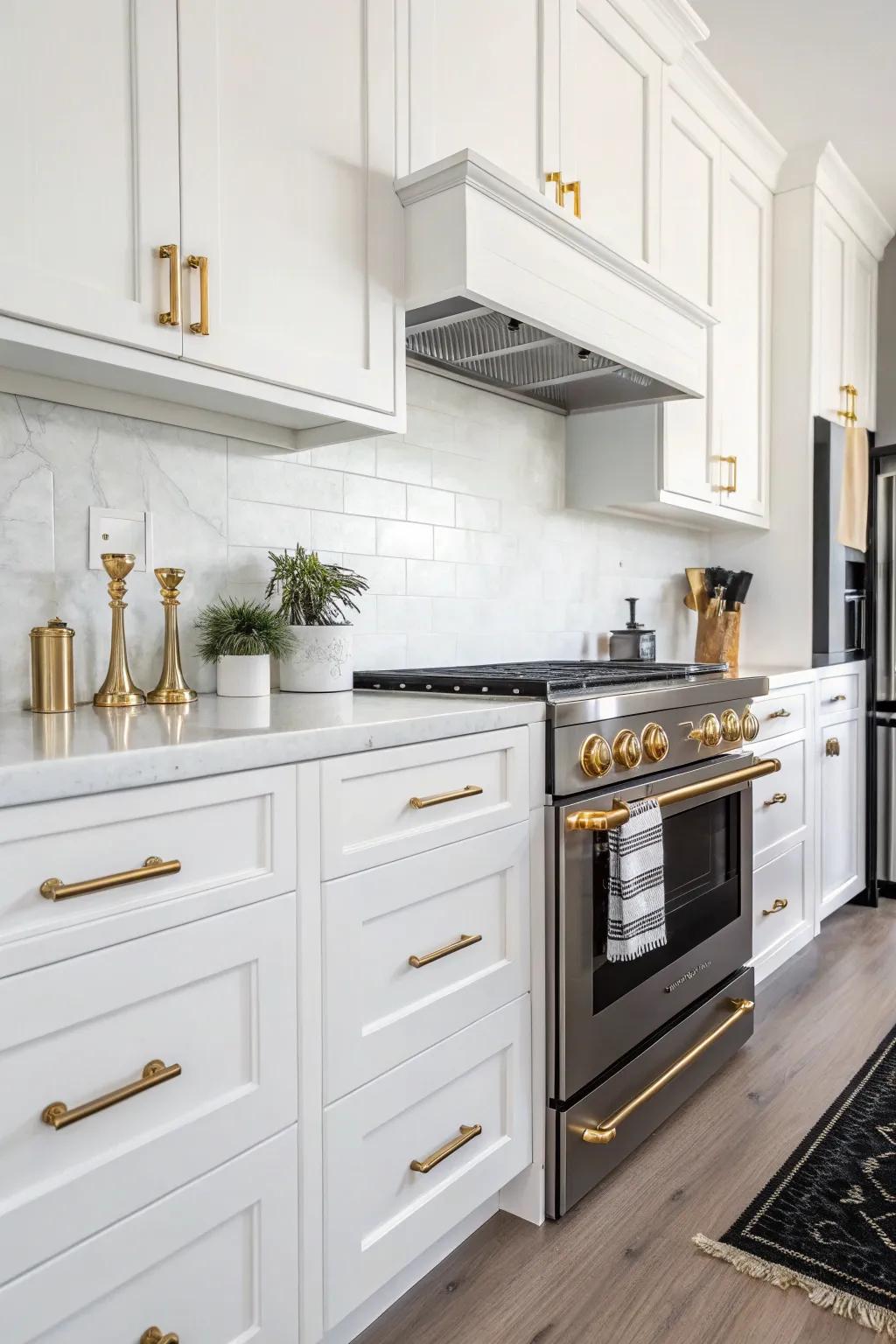 A creative blend of metal coatings for a dynamic cooking area aesthetic.