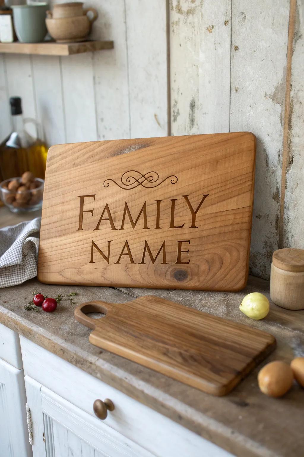 A personalized chopping board that imparts charm to culinary experiences.