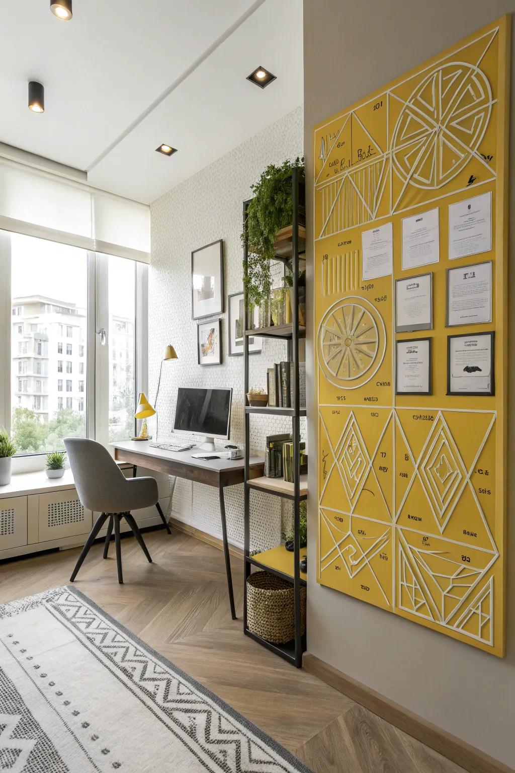 Any notice board gains a modern and refined touch from geometric patterns.