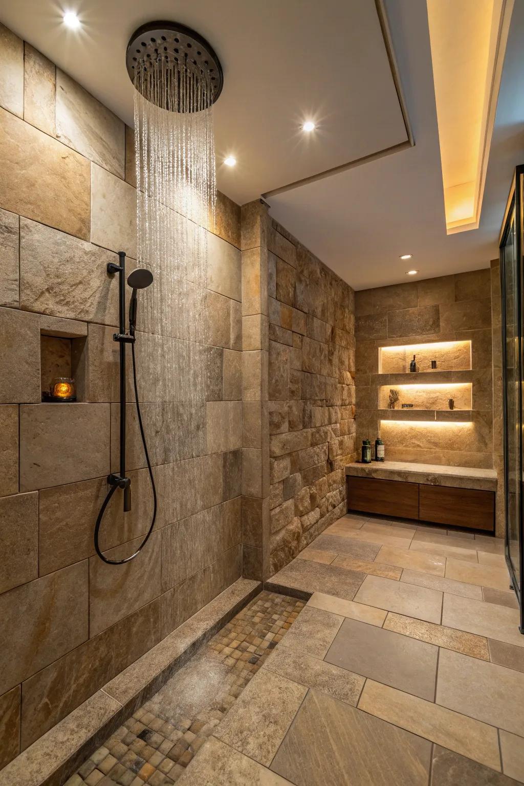 A rain-style shower incorporates a comforting aspect to any zen bathroom.