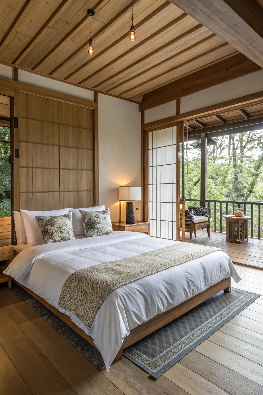 High-end bedding encourages tranquil sleep and leisure.