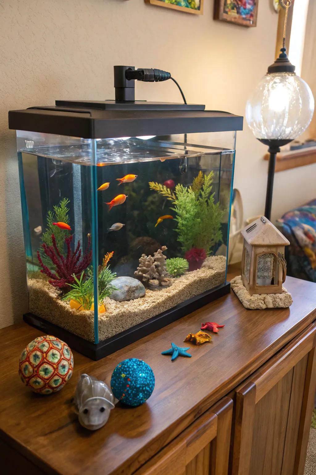 Bespoke embellishments augment a uniquely personal aspect to your aquarium.
