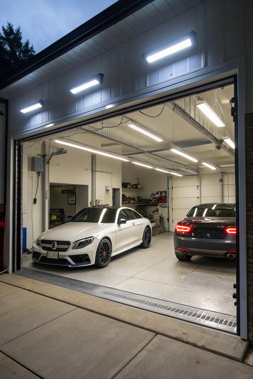 Brilliant lighting transforms your garage into a dynamic and efficient workspace.