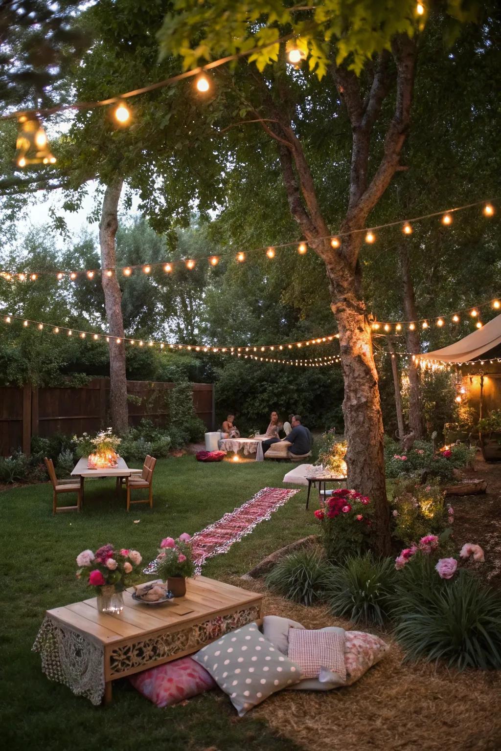 Enchanting Outdoor Setup: A Magical Garden Celebration