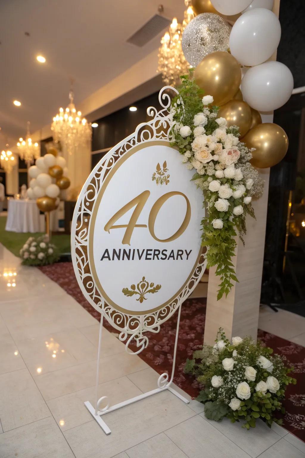 A custom '40' sign that honors a remarkable milestone.