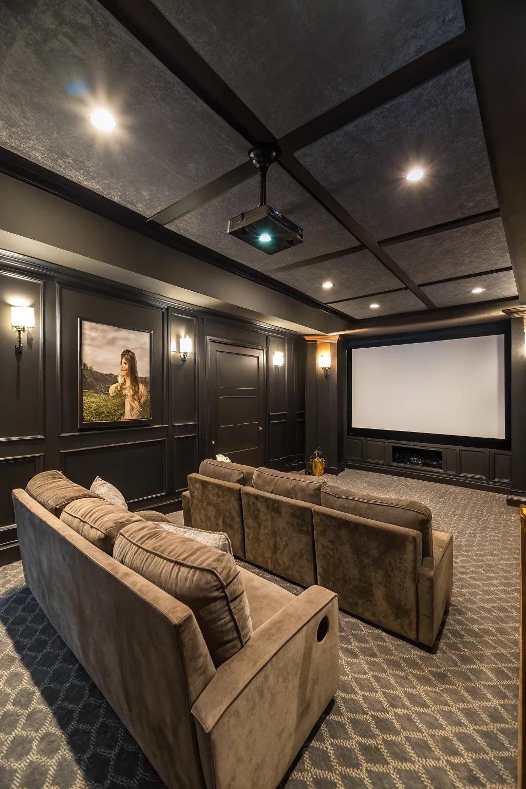 Low ceilings are ideal for creating an inviting entertainment room.
