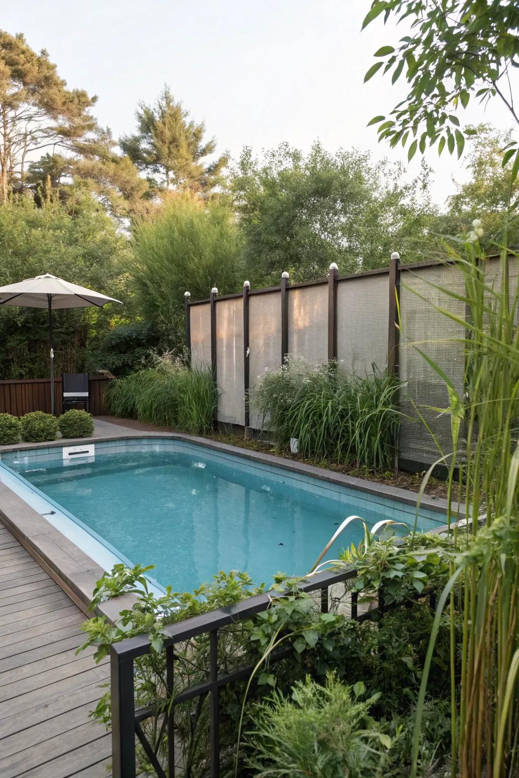 Craft a private haven with elegant poolside screens.