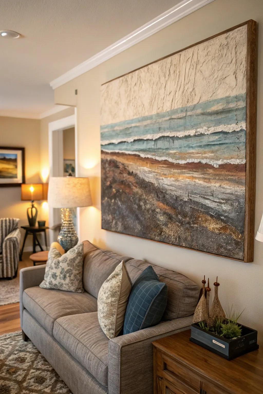 Embossed techniques add depth and individuality to this space.