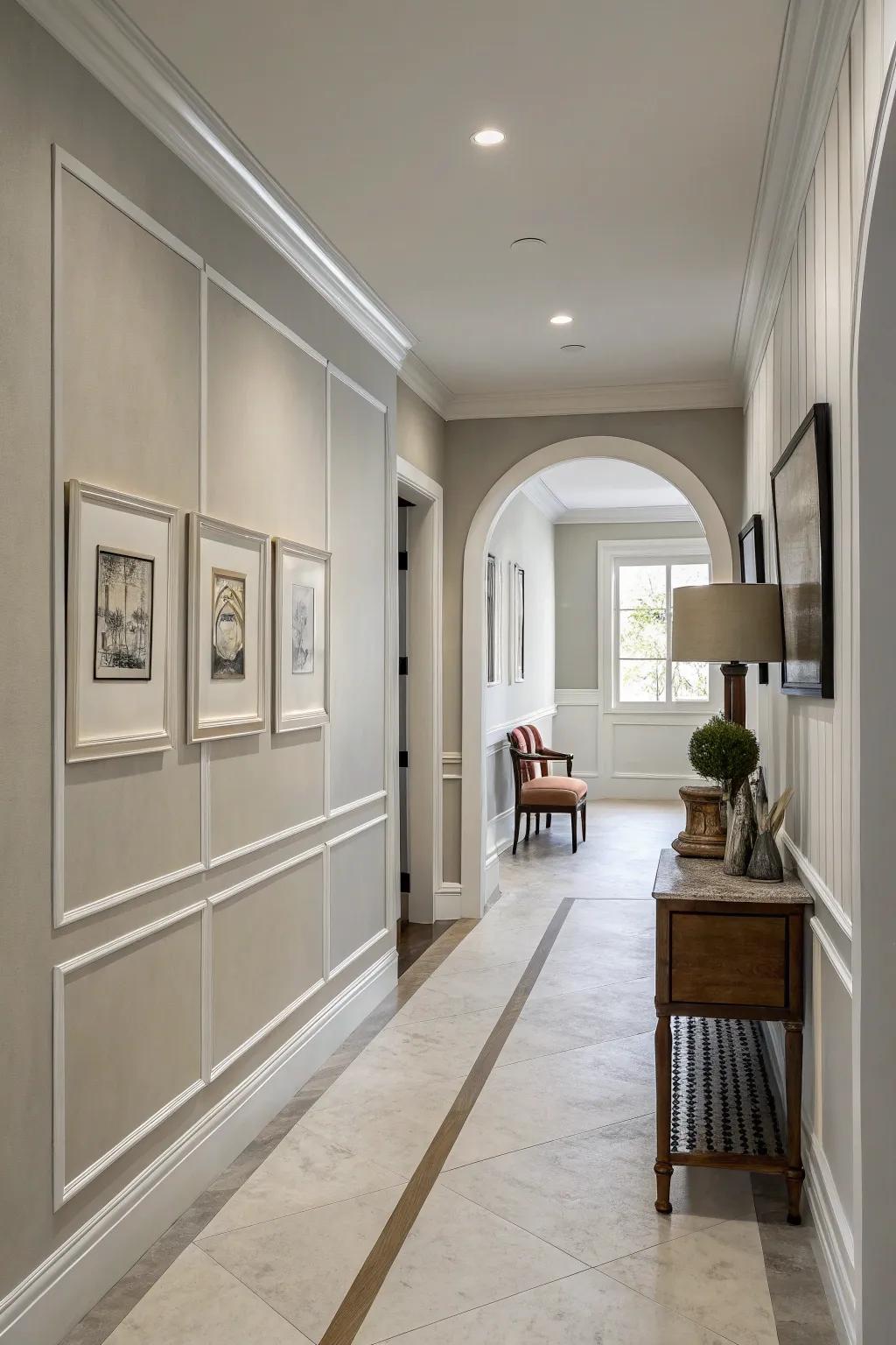 Minimalist embellishments bring subtle elegance to the foyer.