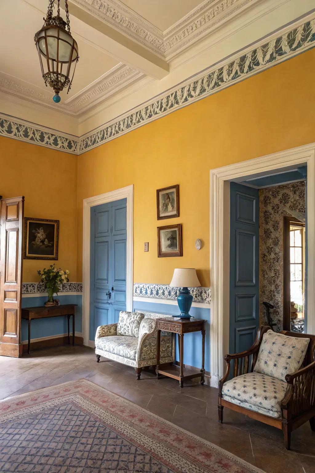 Colonial colors adding a traditional touch to a lounge.