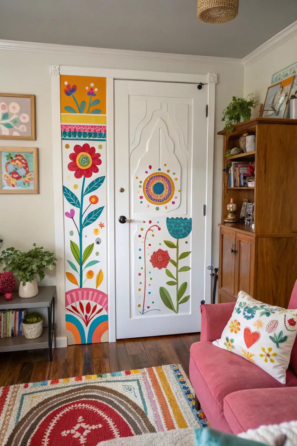 A whimsical-themed door stimulating imagination and delight.