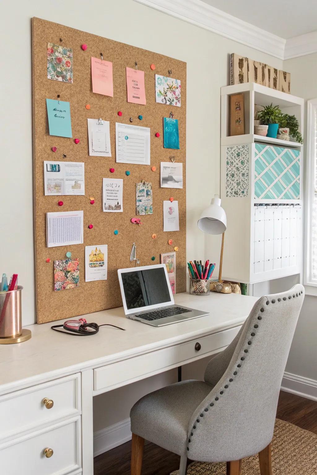 A sophisticated textile display board facilitating organization and promoting inspiration.
