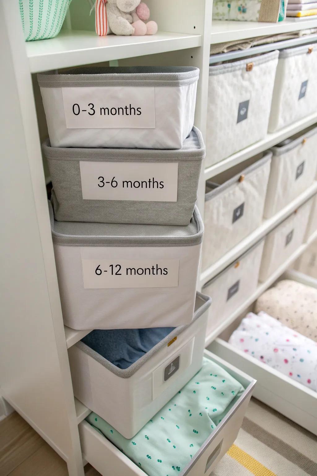 Labels furnish clarity and organization in the preservation of infant apparel.