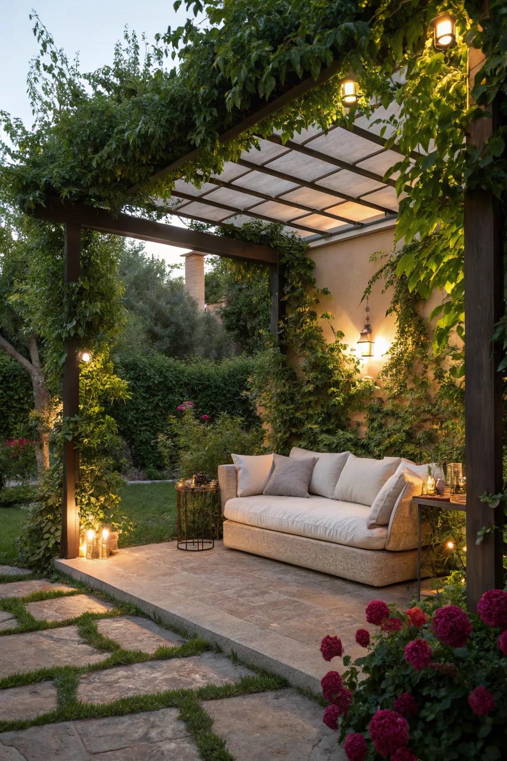Couch alcoves present a snug, shielded retreat within your backyard.