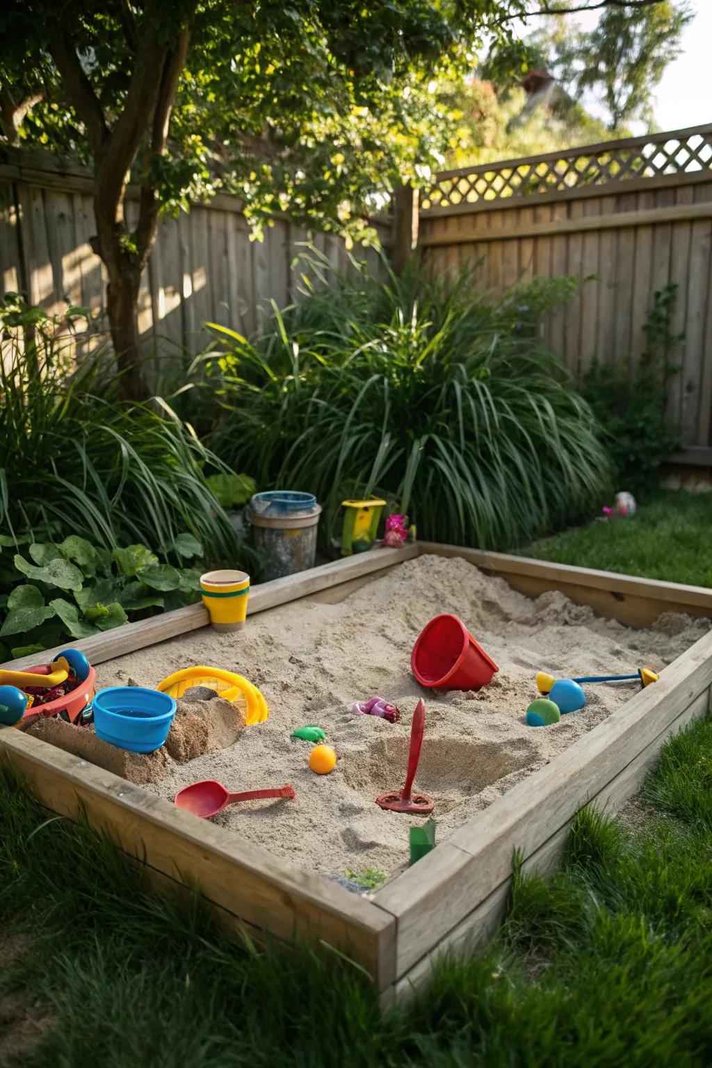 Sand area fun awaits for budding builders