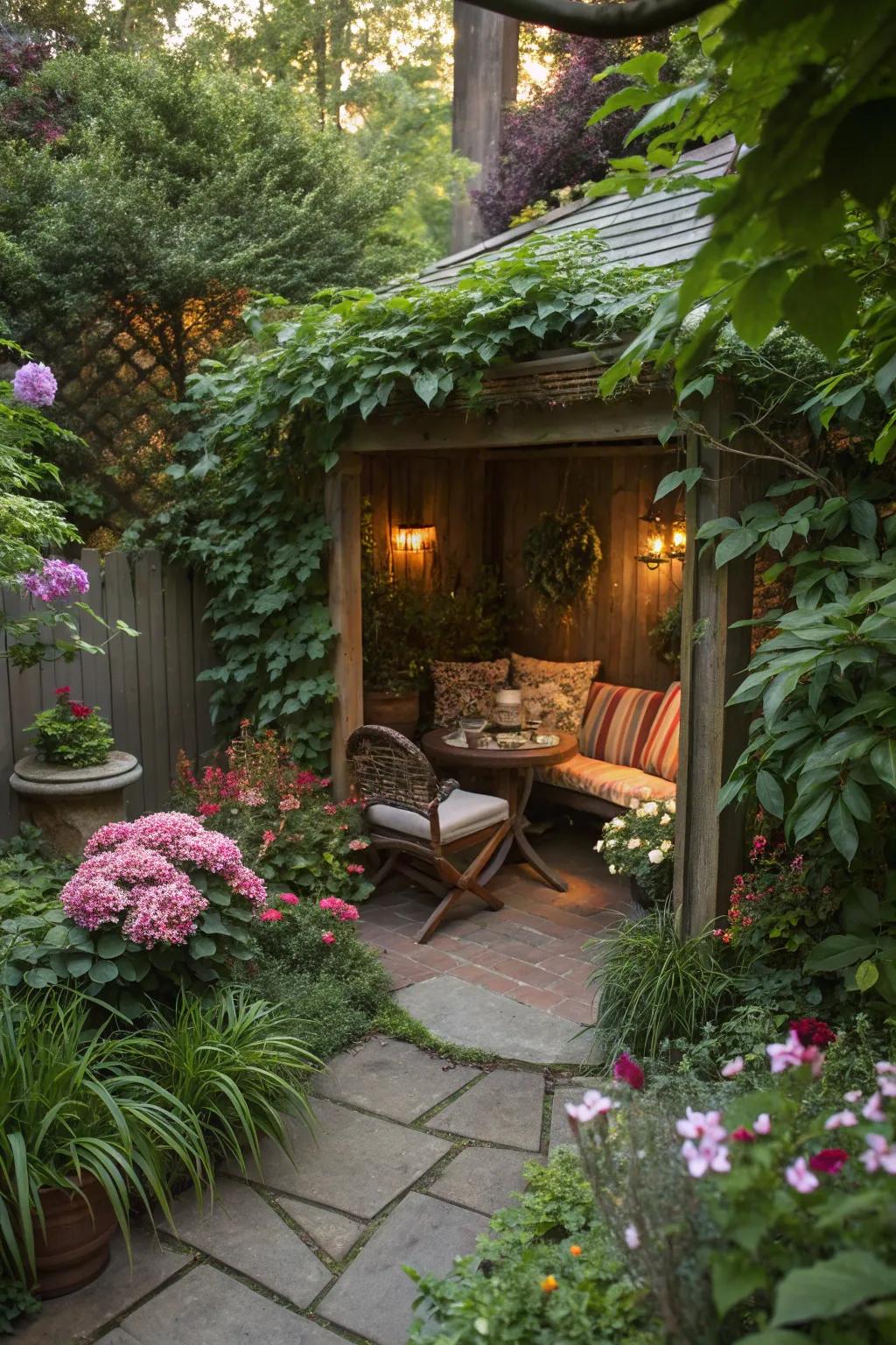 A garden hideaway delivers seclusion and peace.