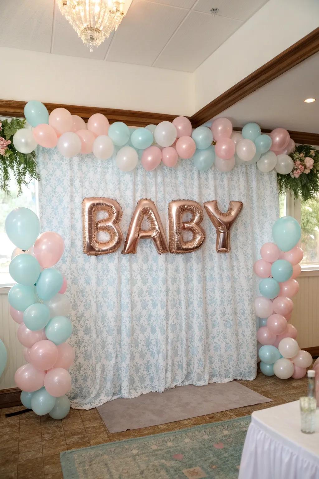 Personalized balloon letters spell out a special message for the occasion.