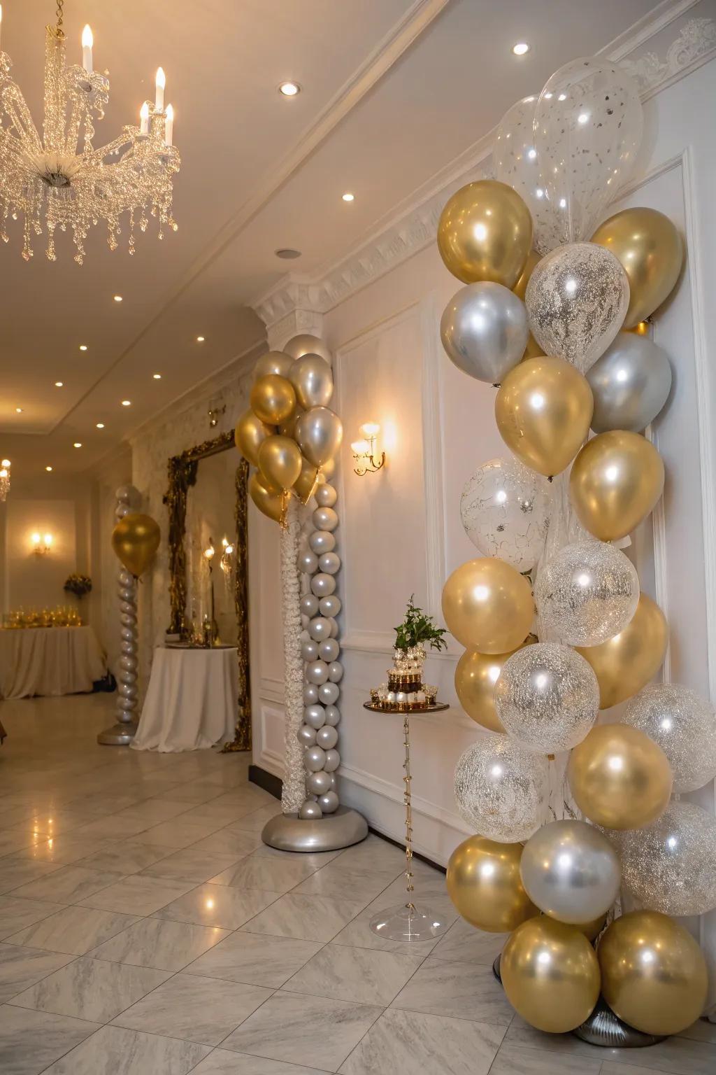 Sophisticated metallic balloons ideal for a refined party setting