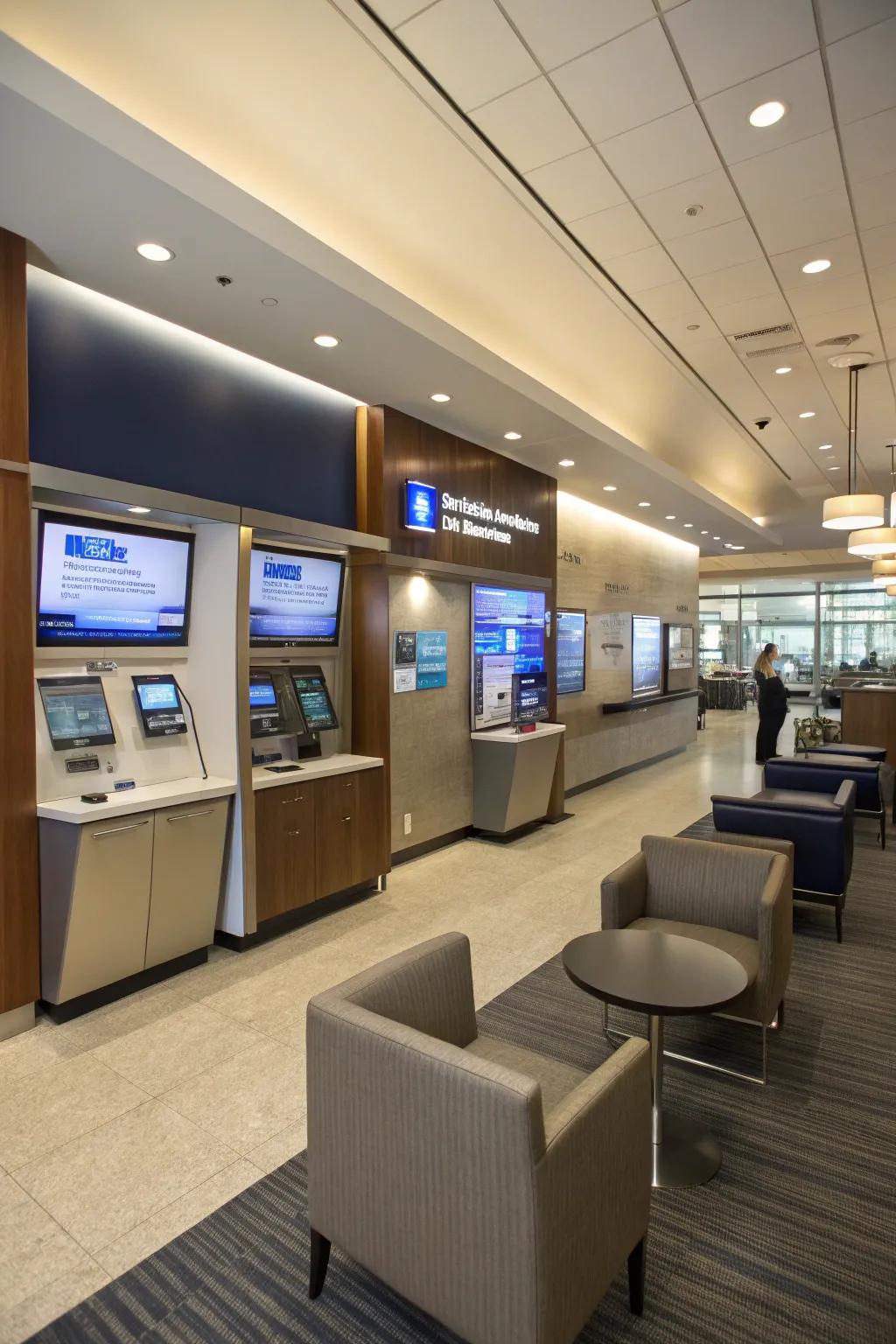 Tech elements modernize the space and enhance customer experience.