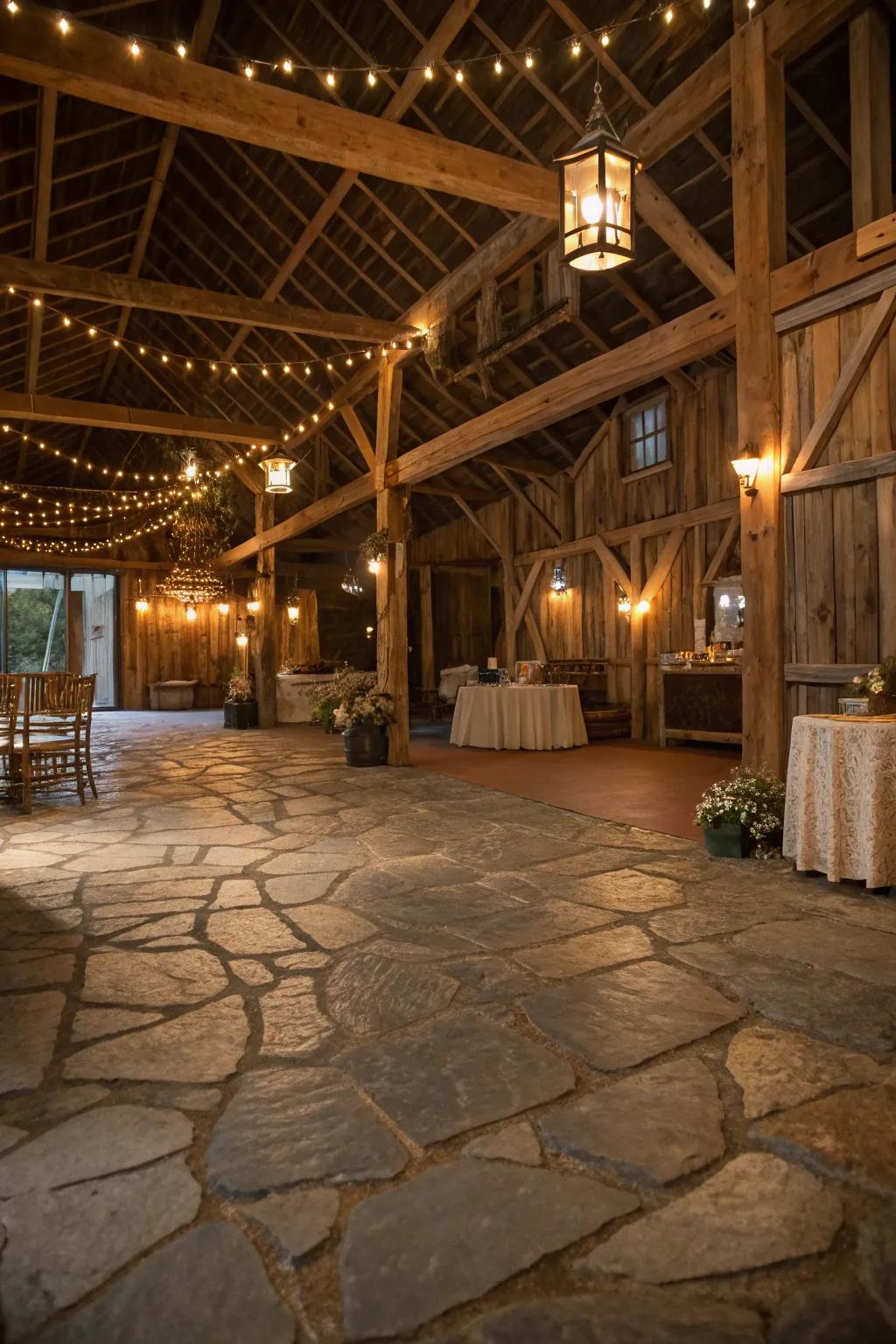 Stone floors bring a touch of rustic refinement to your barn.