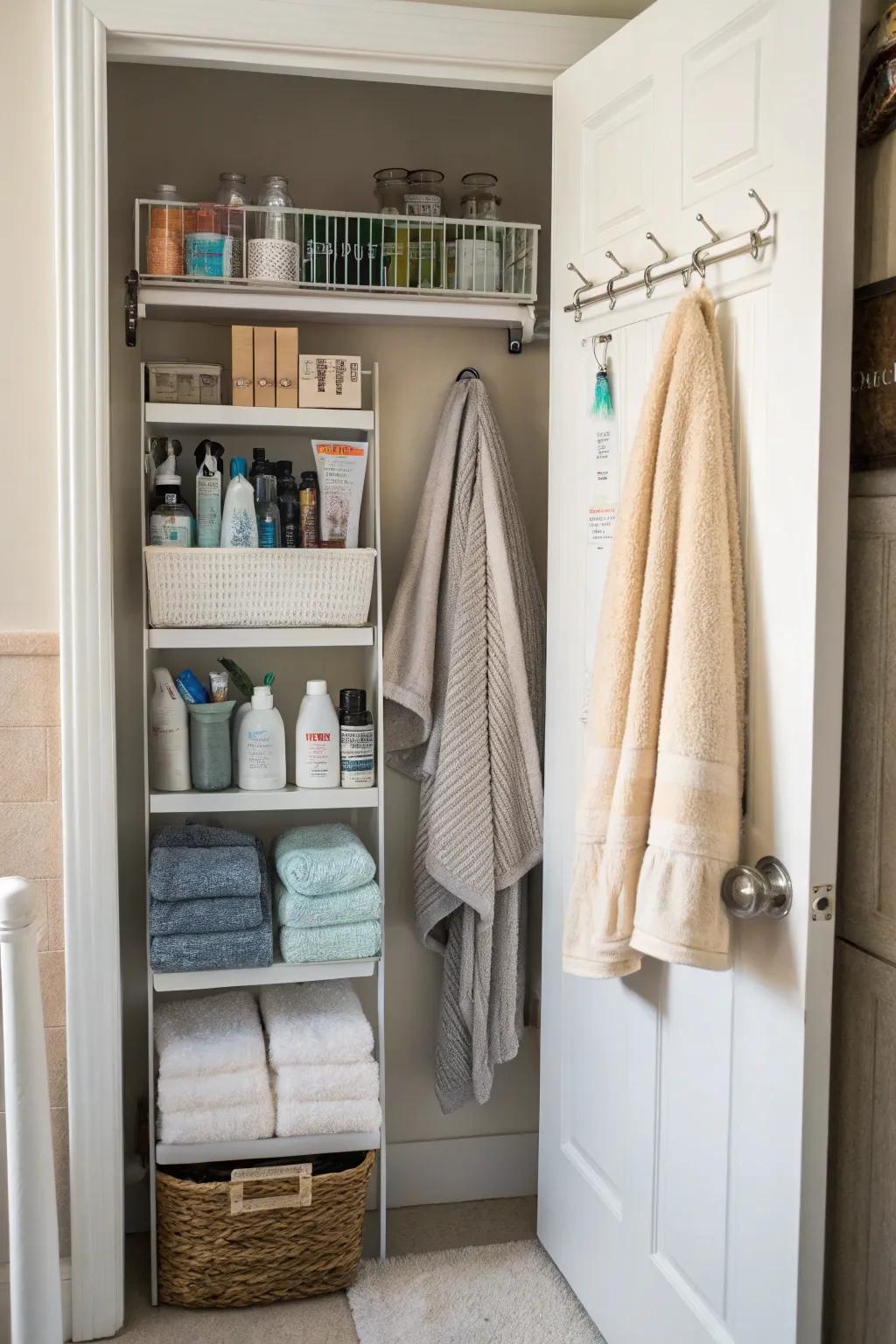 Use door space with practical racks.