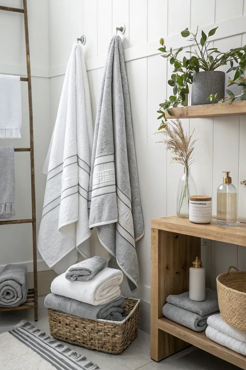 Argent and alabaster weaves offer a serene and minimalist aesthetic.