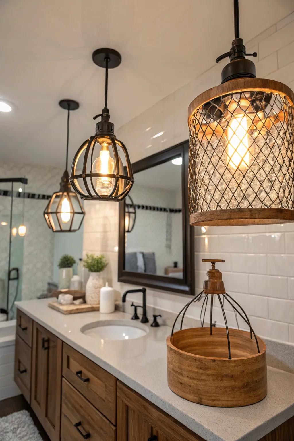 Mixed materials add warmth and modern style to lighting.