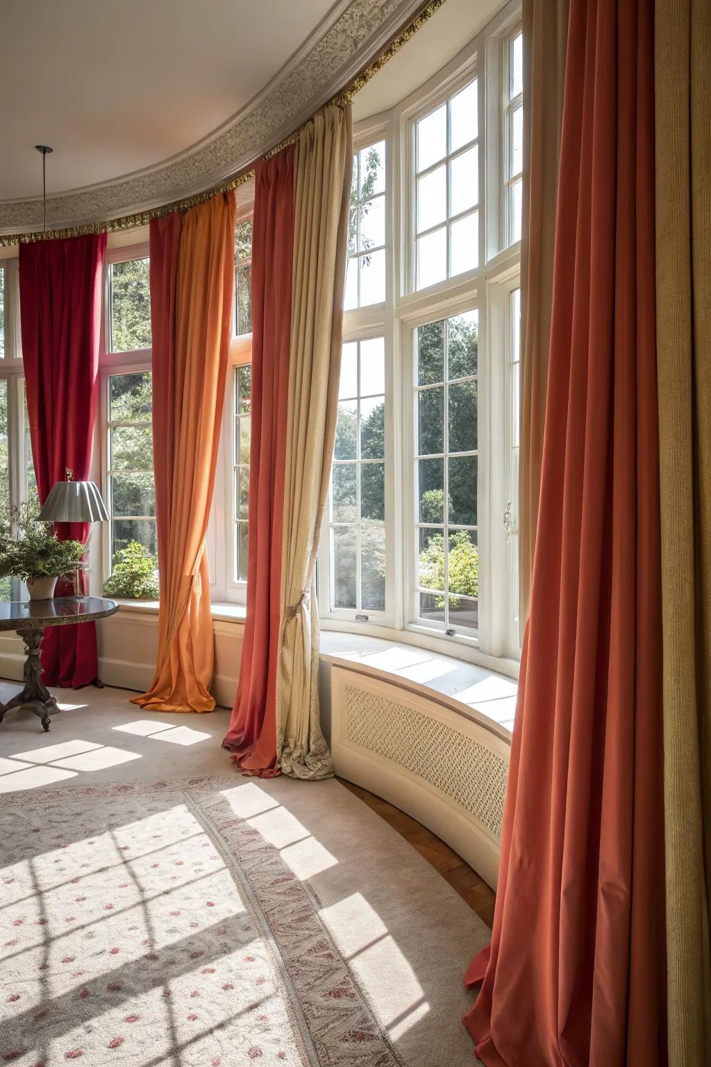 Make a bold statement with dramatic curtains around your bay window.