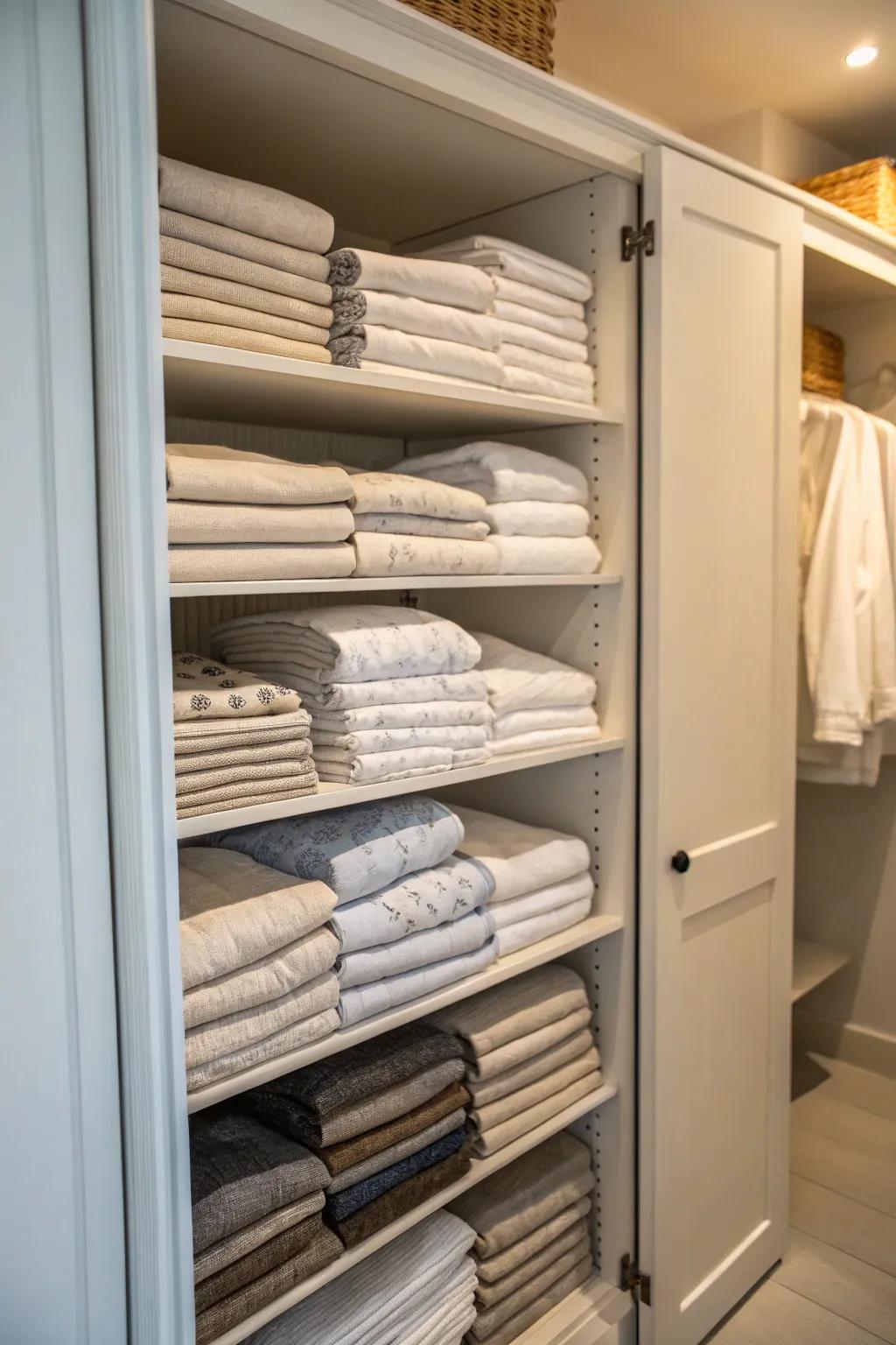 Tiered shelving optimizes storage in small areas.