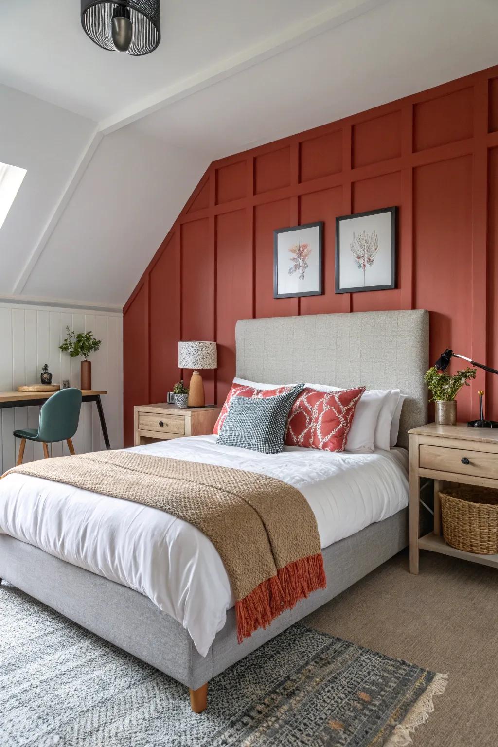 Integrating the headboard establishes a uniform appearance.