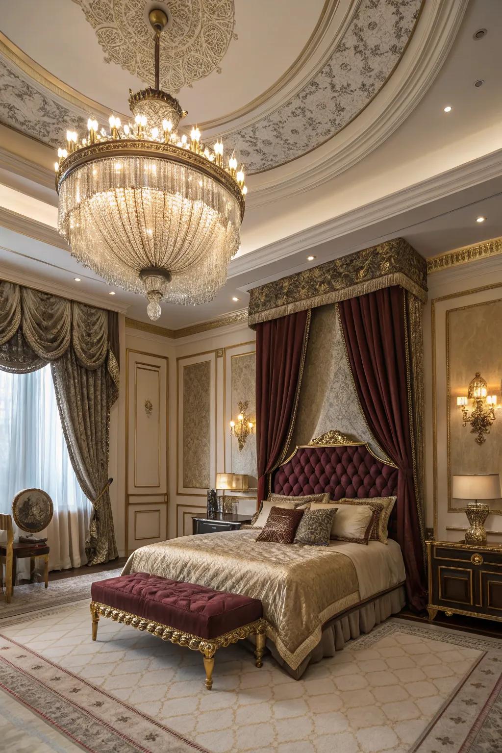 Add opulence with an Art Deco chandelier.