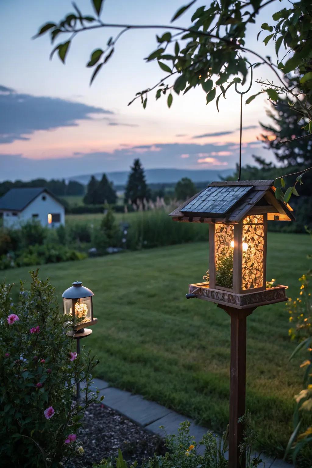 A solar-powered feeder that brightens your garden as daylight fades.