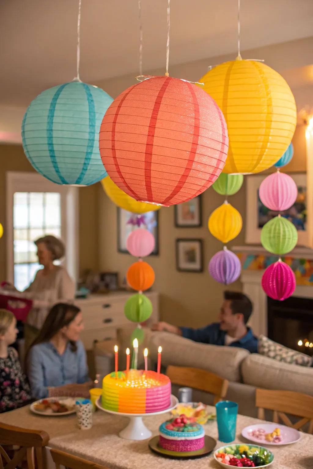 Paper globes present an attractive display when suspended.