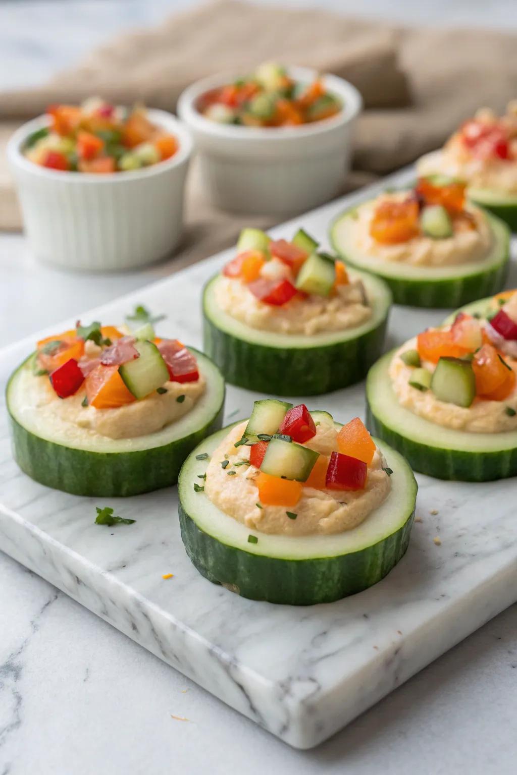 Invigorating garden patch cups, an exemplar of health-conscious appetizer selections.