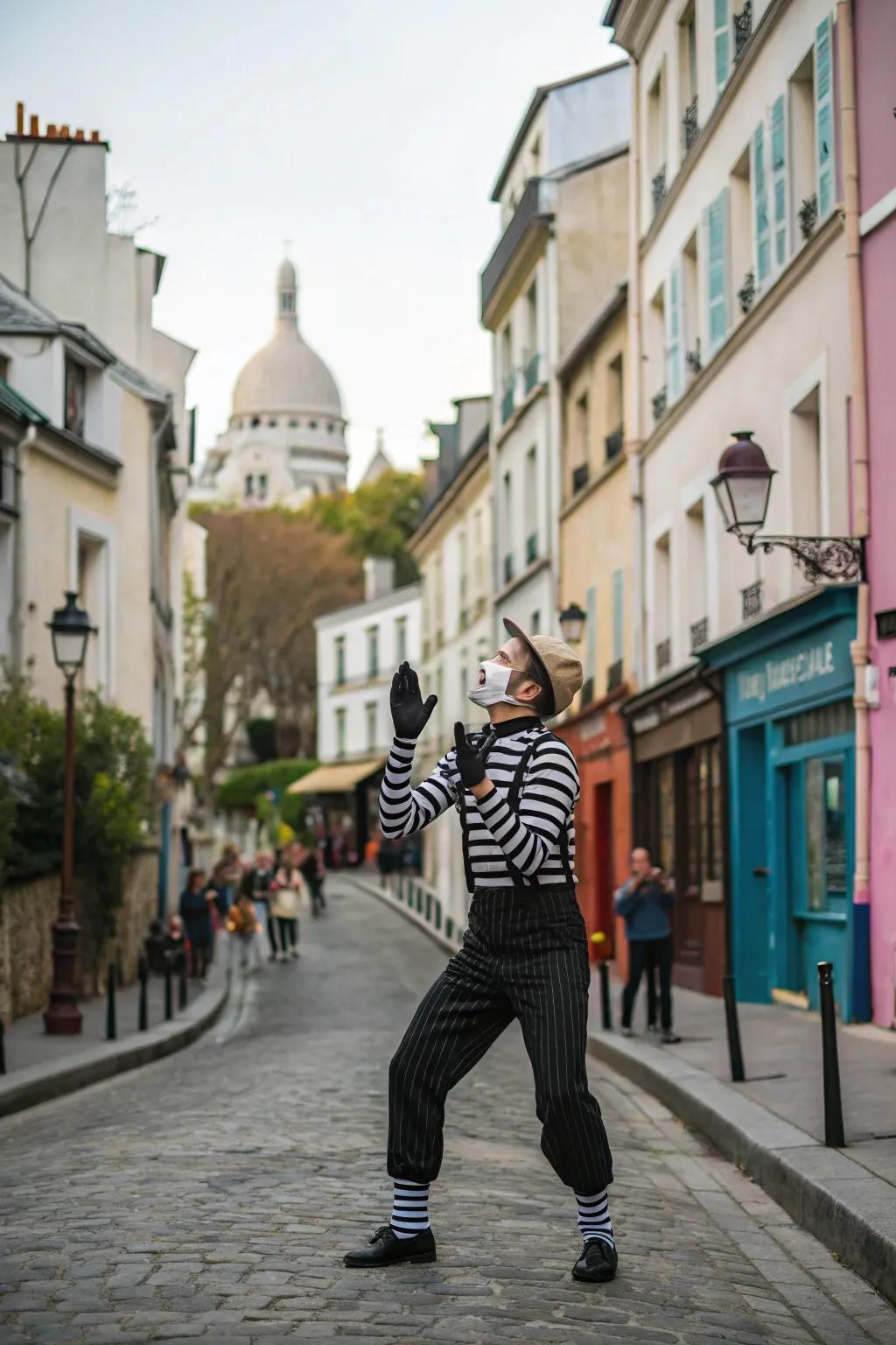 Convey yourself silently with a traditional mime outfit this Halloween.