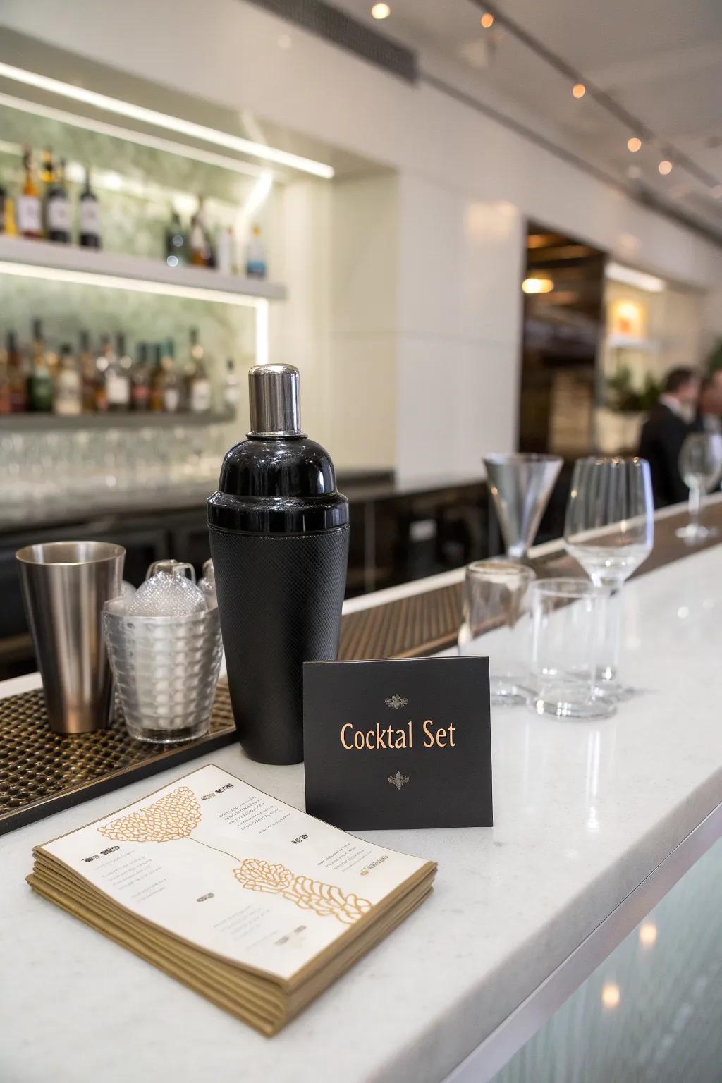 A chic cocktail ensemble set to enhance any gathering.