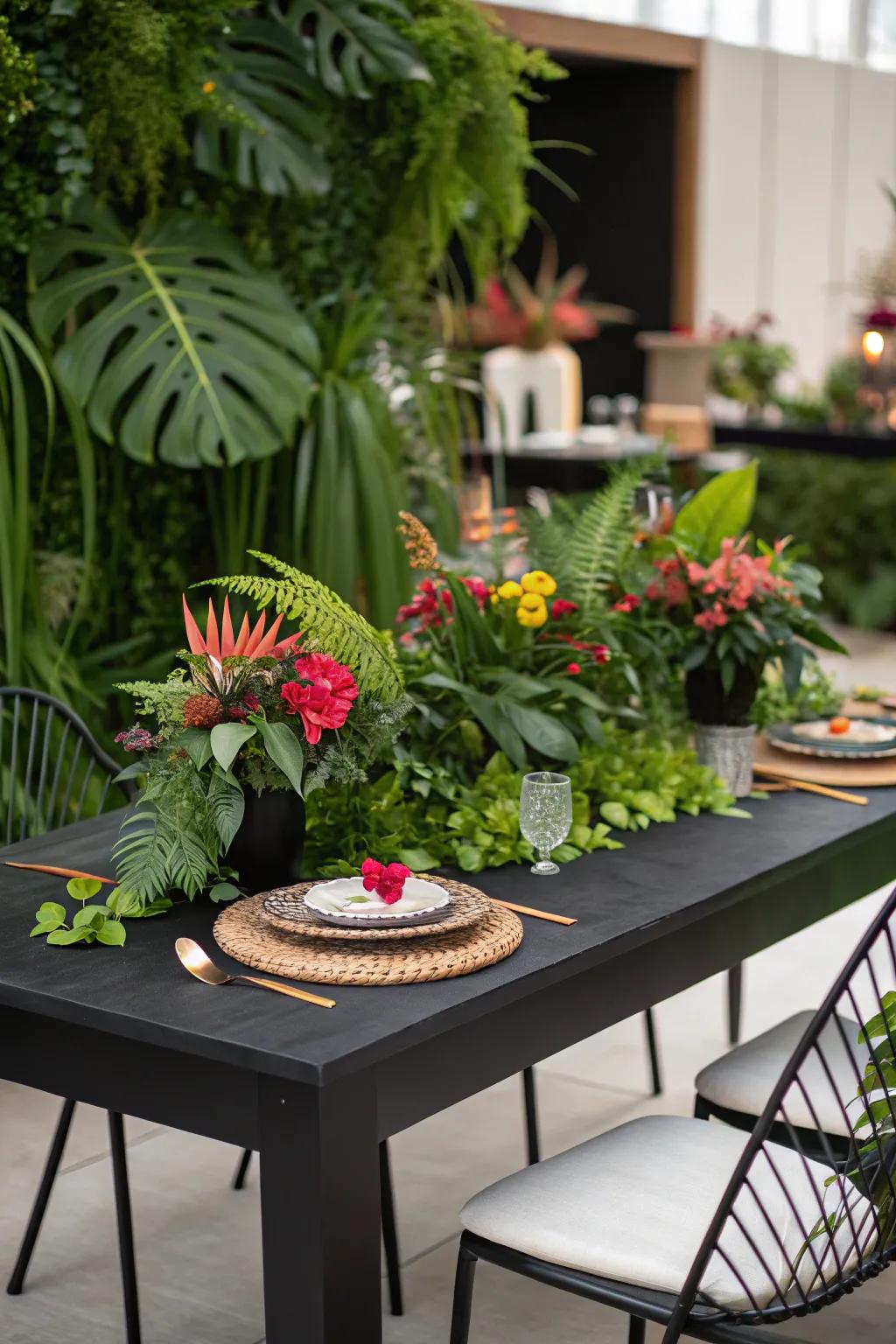 Greenery infuses vitality into a sophisticated setting.