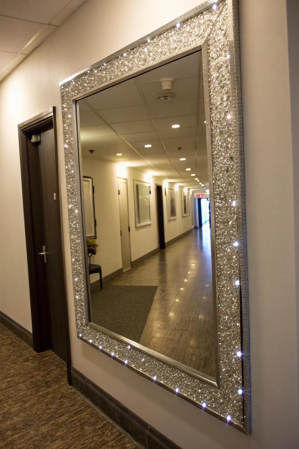 Mirrors featuring shimmering borders for a heightened aesthetic.