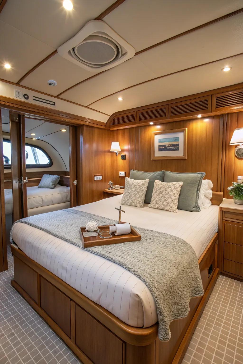 Opulent bedding transforms a small bedroom into a sanctuary.