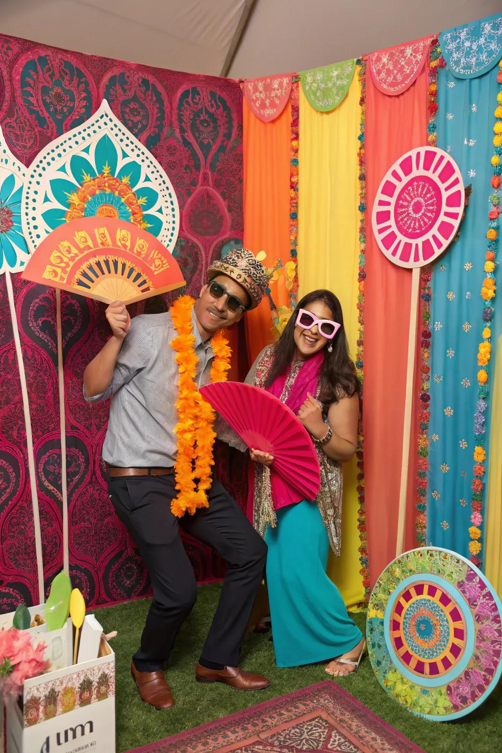 Preserve memories with a lively and colorful photo booth.
