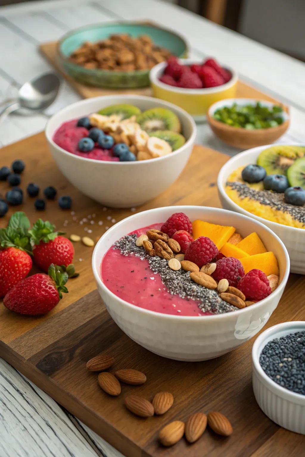 Design a nutritious and visually attractive smoothie bowl.