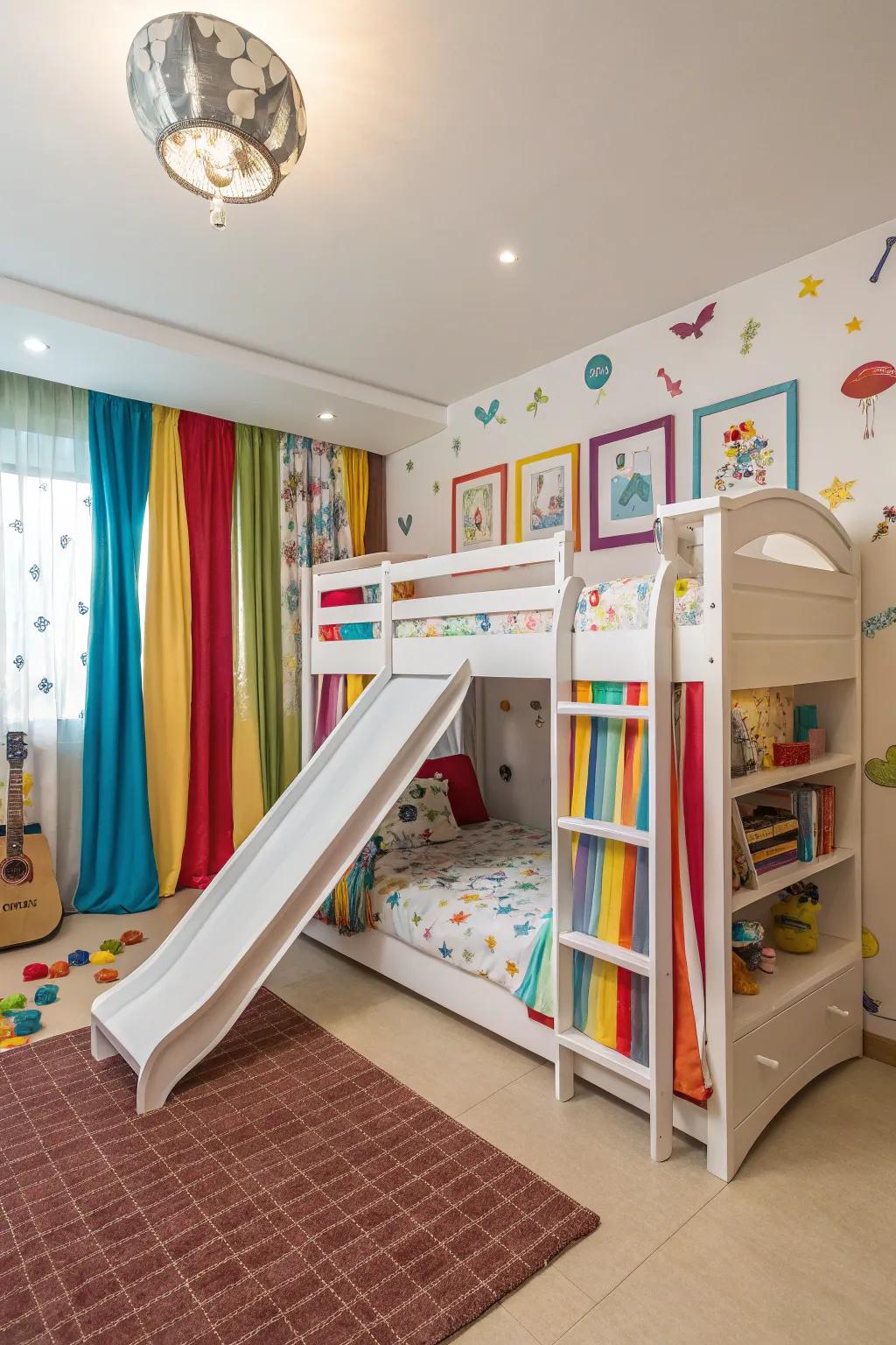 A bright, playful bunk room ideal for igniting children's imaginations.