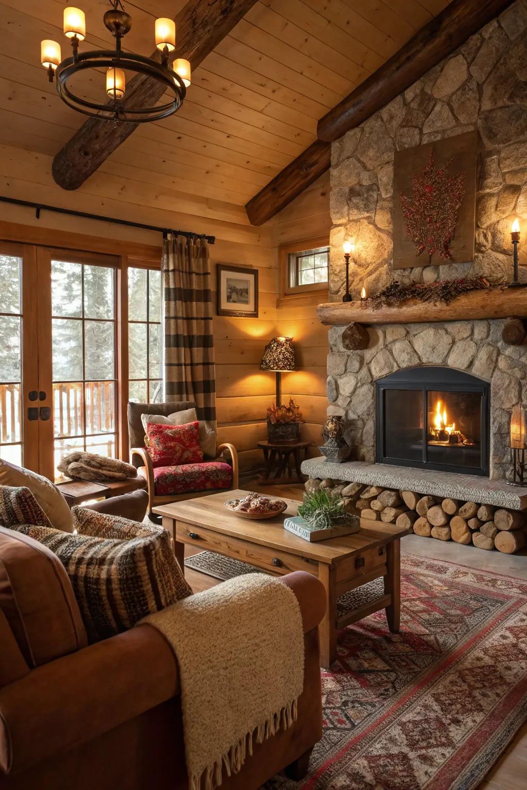 A warm palette in natural tones establishes a welcoming ambiance.