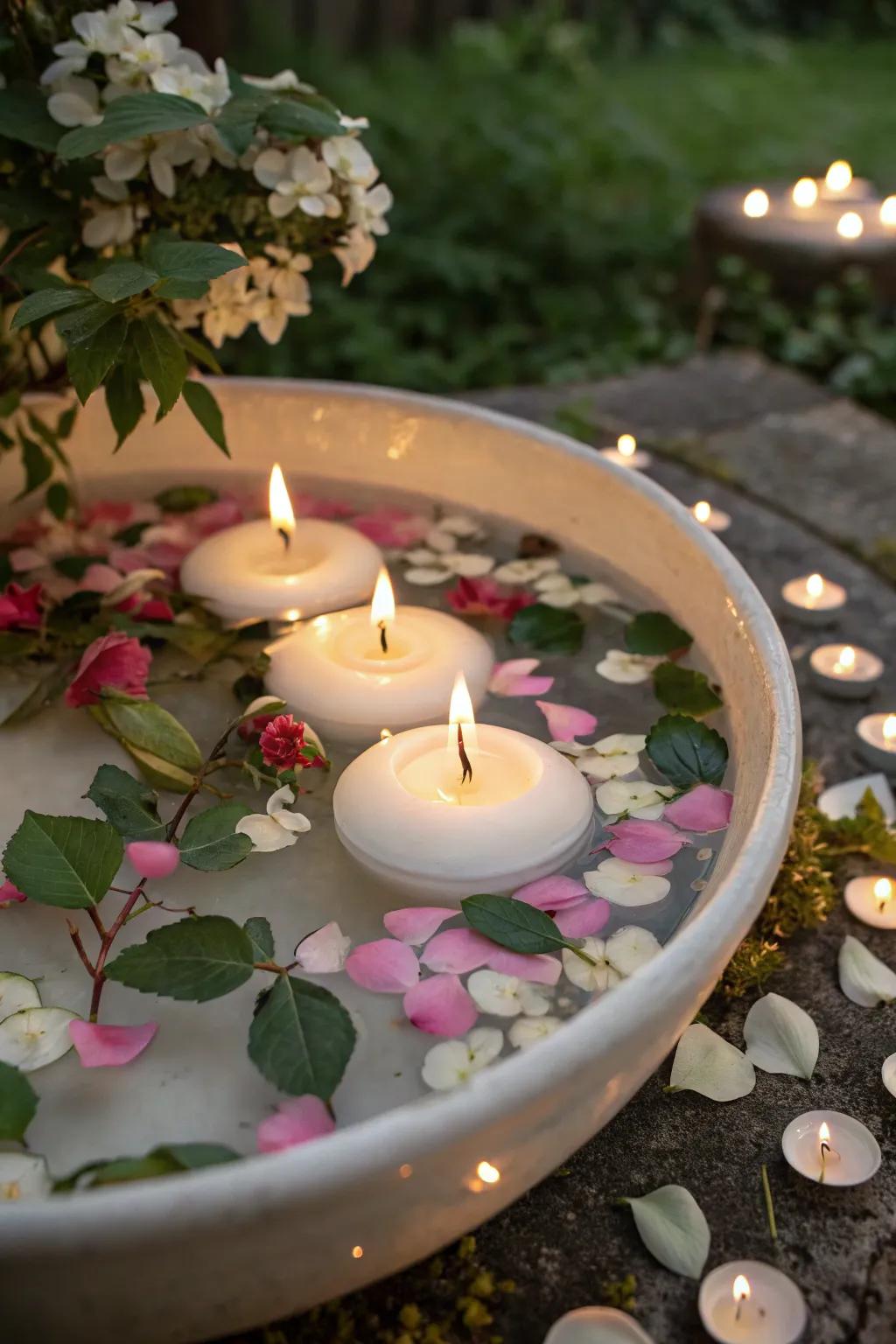 Drifting candles transform any table into a magical scene.