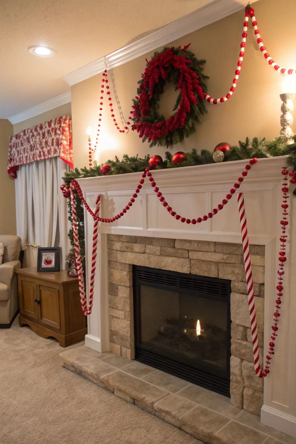 Adorn your vicinity using peppermint stick festoons.