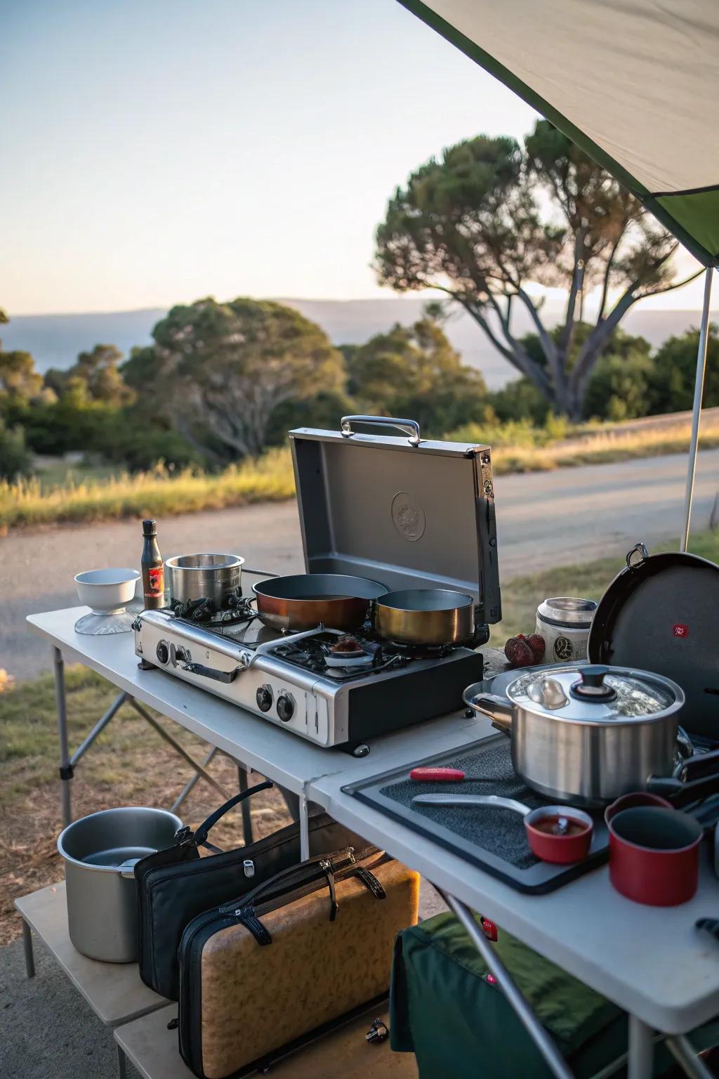 Maintain order within your camp kitchen, ensuring it is prepared for culinary escapades.