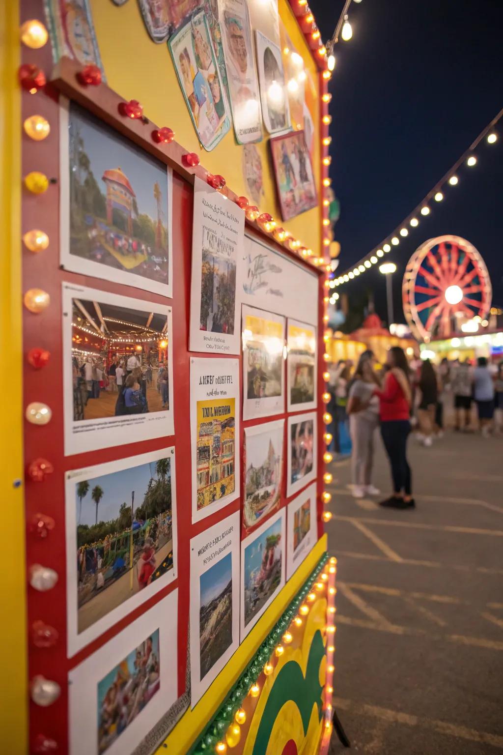 Carnival games depicted on the presentation surface evoke reminiscence and excitement.